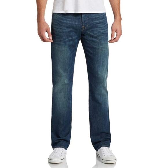 7 For All Mankind Blue Standard Straight Leg Jeans Mens Size 34 Mid Rise Denim - Picture 1 of 8